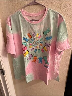Peeps Tie-Dye Bunny Graphic Tee - Pink & Mint Adult XL